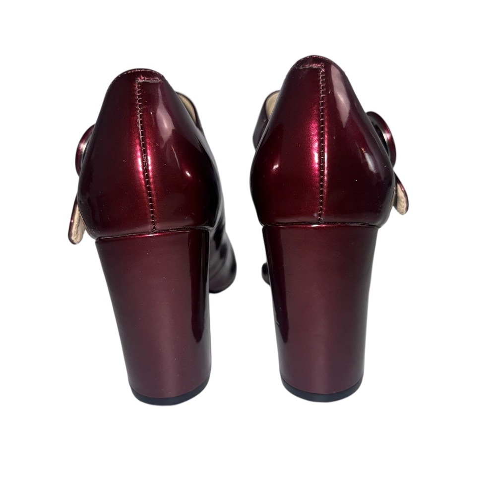 Marc Fisher Shaylie Mary Jane Block Heel Pumps Burgundy Patent Metallic Size 6M - Picture 5 of 9